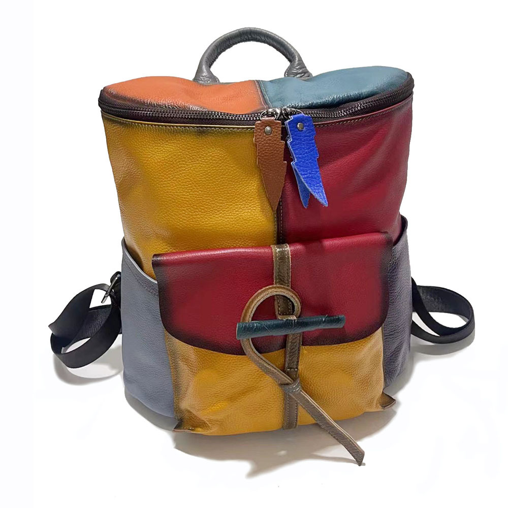 Women's Backpack, Hand Painted Cowhide Bucket Shoulder Bag_voghion.com