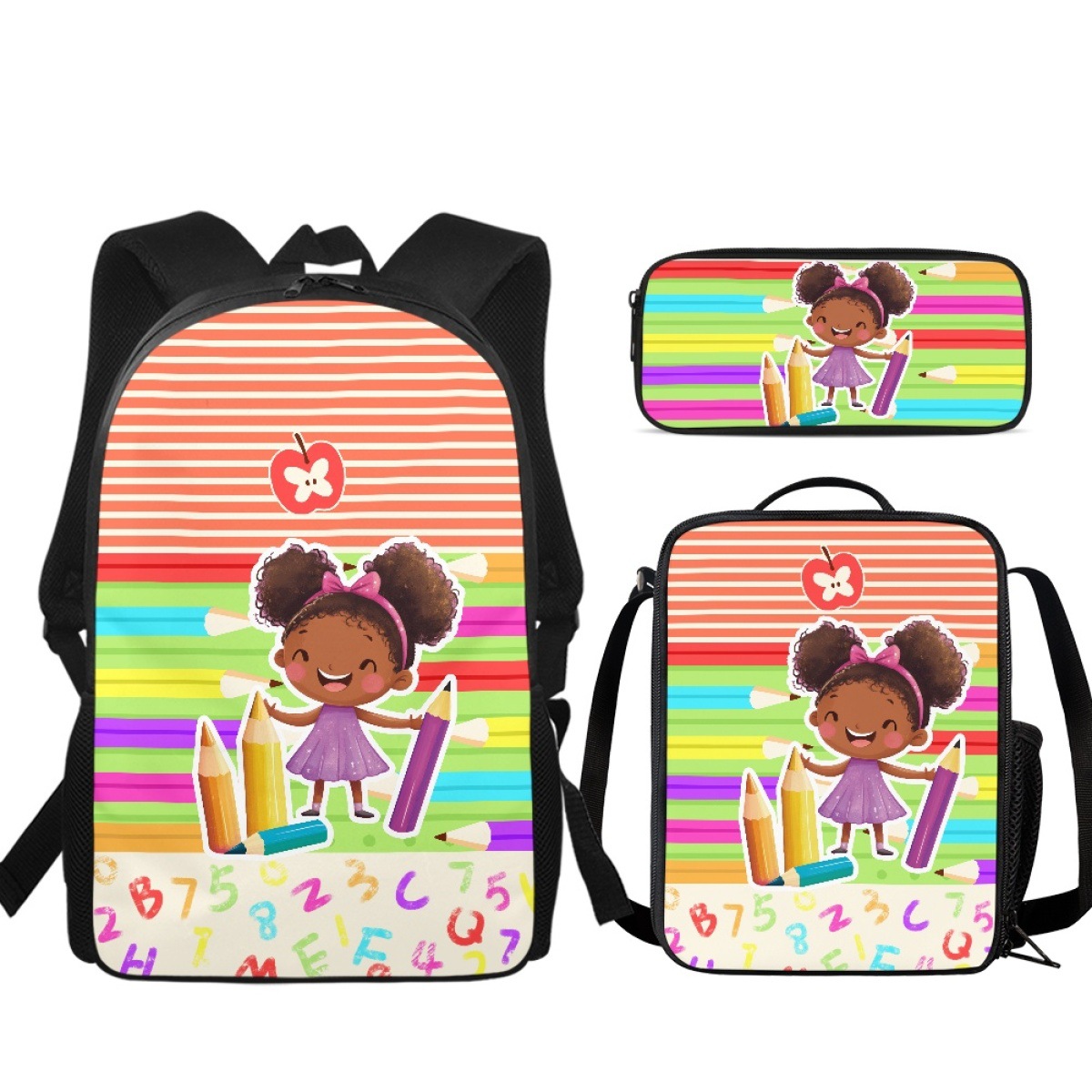 Backpack, pencil case, cute set, stationery, print 5