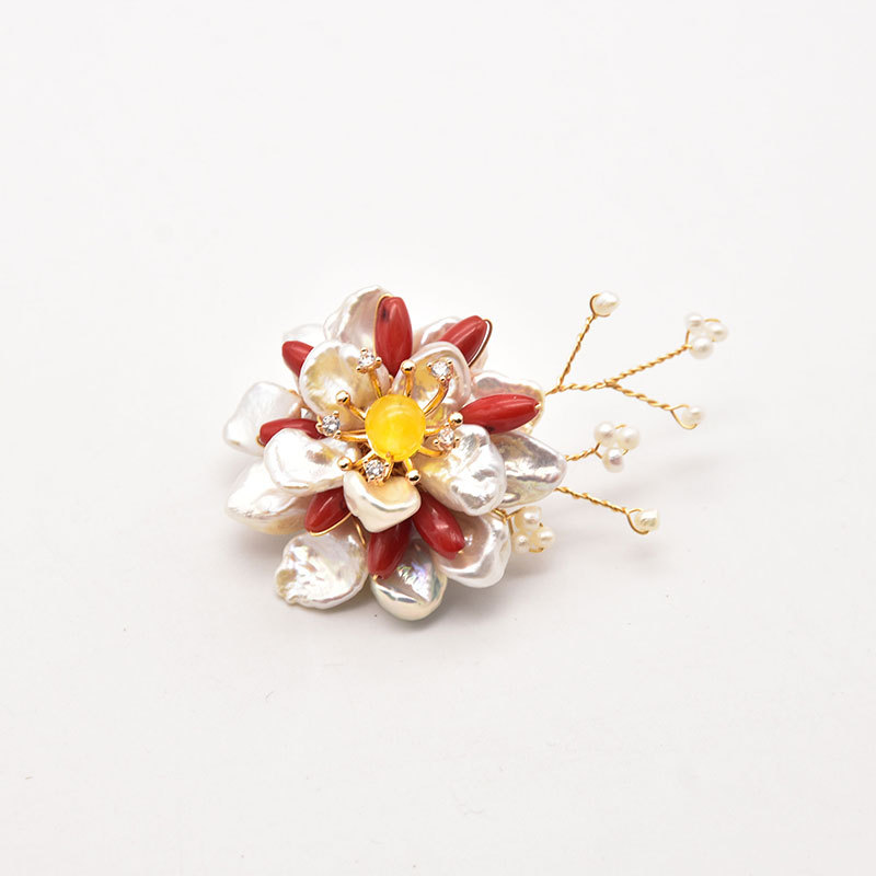Xlentag natural agua dulce real perla broche ramillete boda dama moda Corea del Sur temperamento broche para las mujeres