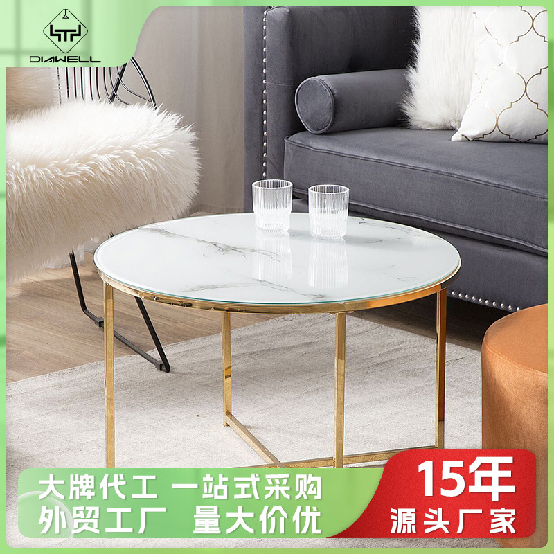 Mesa de té de lujo ligera, sala de estar de alta calidad, mesa de café minimalista italiana, mesa de té de vidrio casera, mesa de café image 1