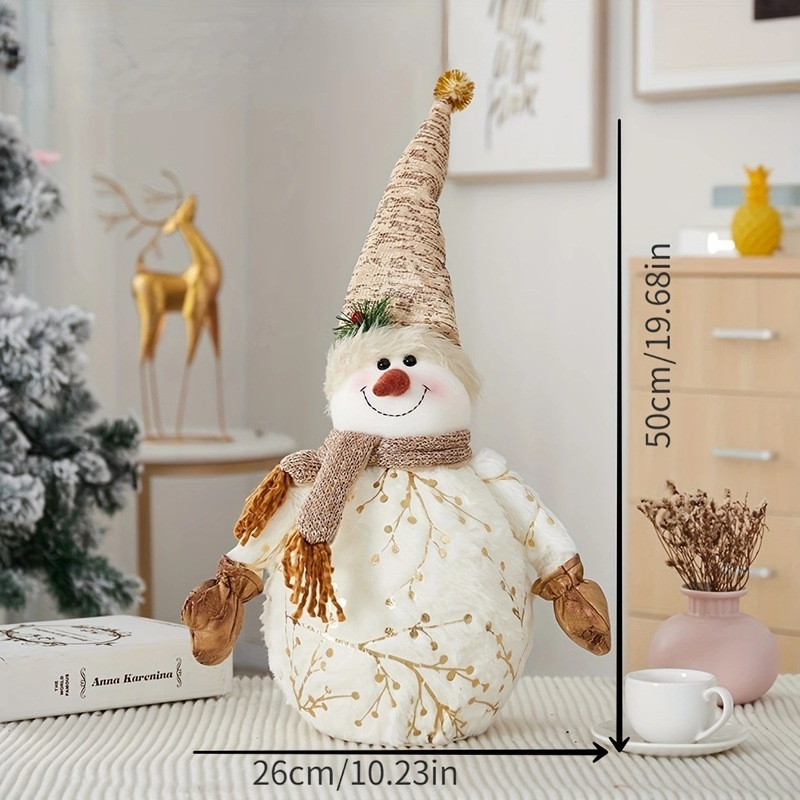圣诞装饰用品长绒毛印花布艺尖帽圆帽雪人公仔圣诞节礼物新品摆件|undefined