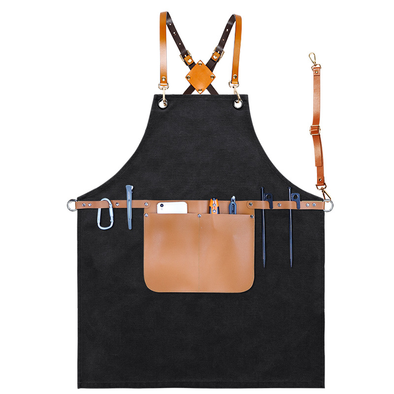 Comercio exterior delantal de lona gruesa logotipo personalizado industria pesada máquina reparación electricista carpintería ropa de trabajo delantal fábrica al por mayor personalizado