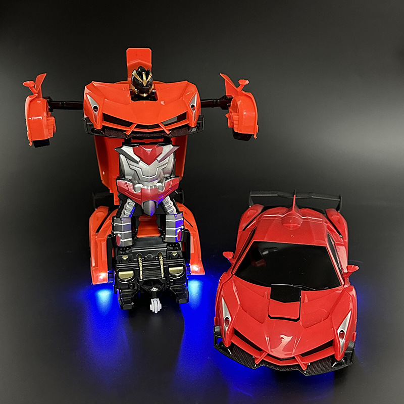 Control remoto transfronterizo con una tecla coche de deformación robot eléctrico modelo de carreras niño niño juguete coche de control remoto al por mayor