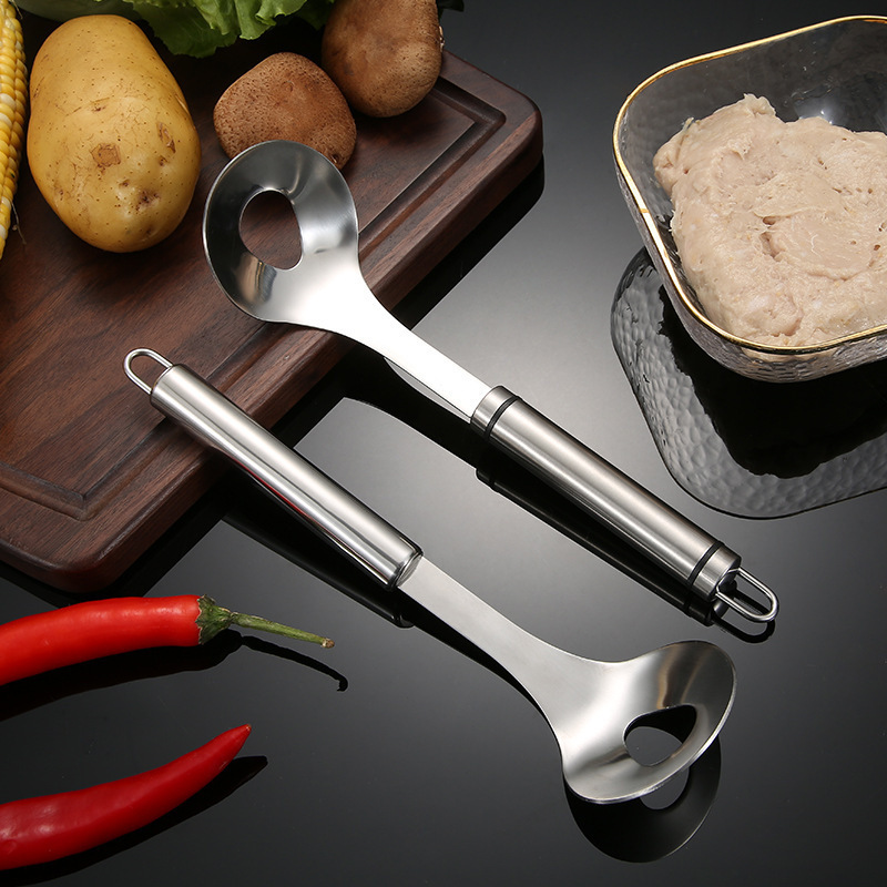 304 Stainless Steel Handle Meatball Spoon Household Kitchen Squeeze Meatball Maker Fish Ball Shrimp Slippery Manual Scoop Tool