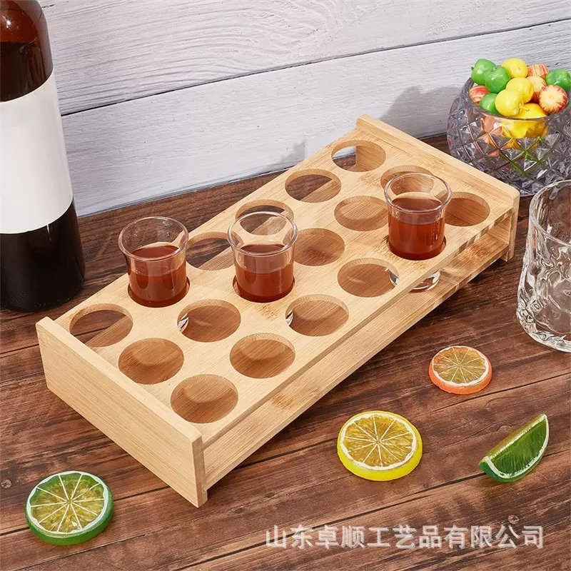 木质酒杯架杯托啤酒杯托盘吧台摆件白酒杯架18孔酒杯实木展示架