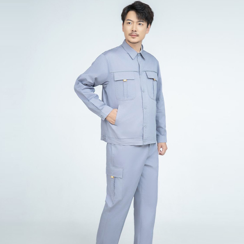 纯棉夏季薄款长袖吸汗透气工作服套装电焊汽修工地上衣耐磨劳保服|undefined
