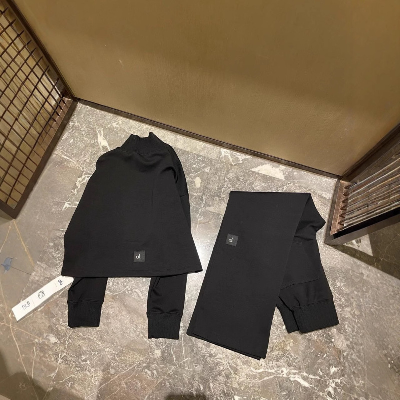 ALO新款时尚套装穿搭高领卫衣高腰直筒卫裤秋季重磅重工时尚套装|undefined