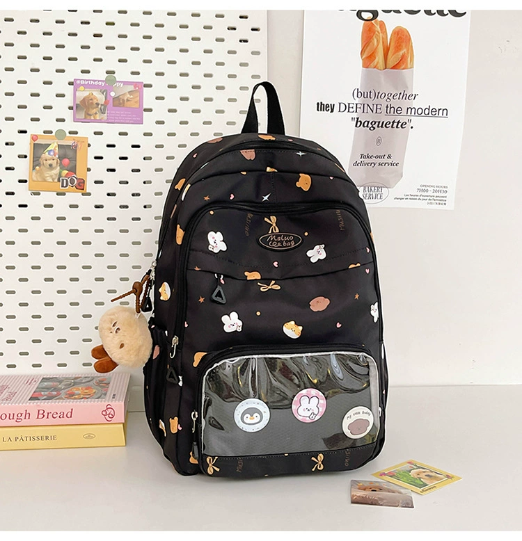 Cute cartoon backpack, capacious card holder, school bag, for secondary school