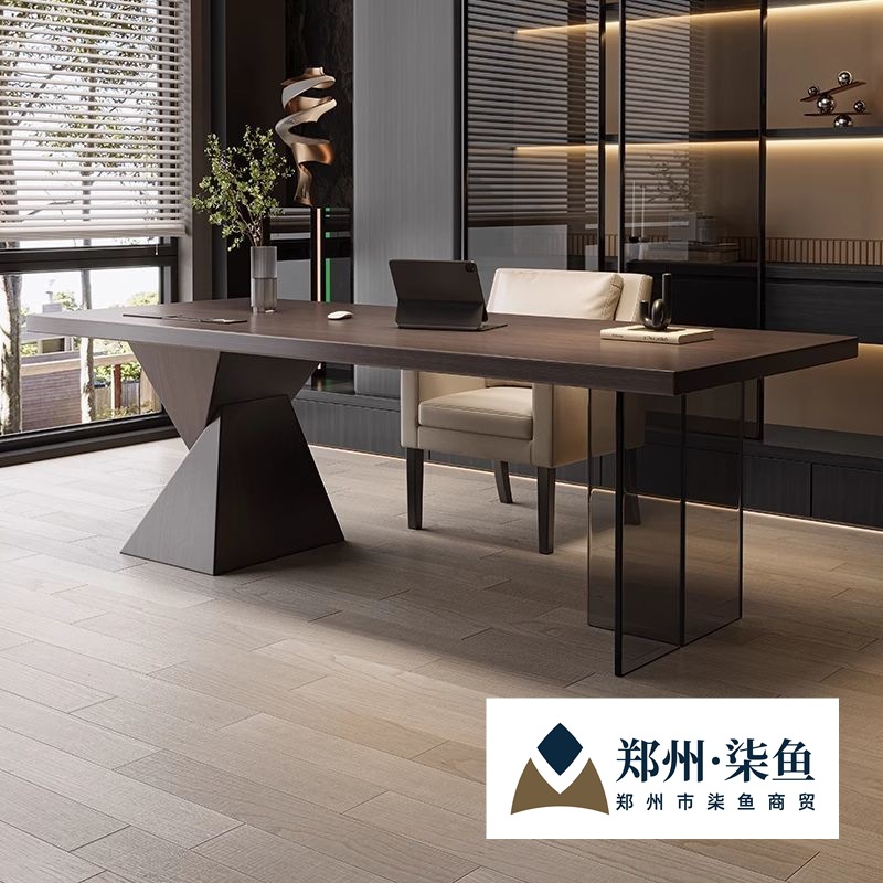 Italian Minimalist Solid Wood Desk Simple High-End Living Room Desk Workbench Acrylic Suspended Home Computer Desk