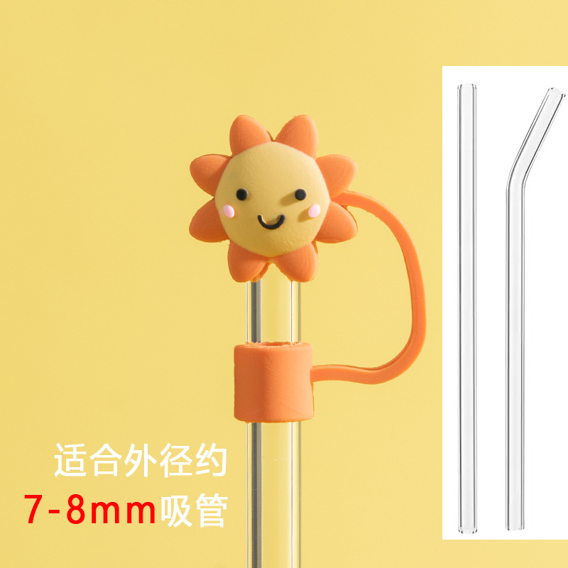 Tapa de paja de vidrio a prueba de polvo protección del medio ambiente linda chica tapa de paja accesorios universales enchufe a prueba de polvo enchufe de polvo de dibujos animados
