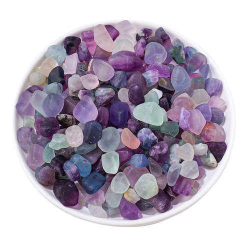 Natural colored fluorite gravel small rolling stone polished and shaped aromatherapy stone fish tank landscaping crystal rough stone wholesale