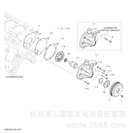 130707-00700B冷却水泵浦利L136T斗山
