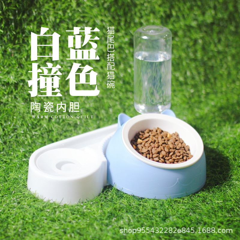 Tazón para mascotas Tazón doble de cerámica Bebida automática Tazón para comida para perros Teddy Tazón para arroz Bebida para mascotas Alimentador para perros Gato