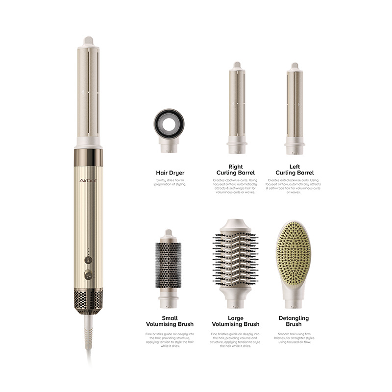 Airbot AriaHighSpeedHyperStyler&Dryes Multifunctional Hair Comb Hair Dryer Champagne Gold 5