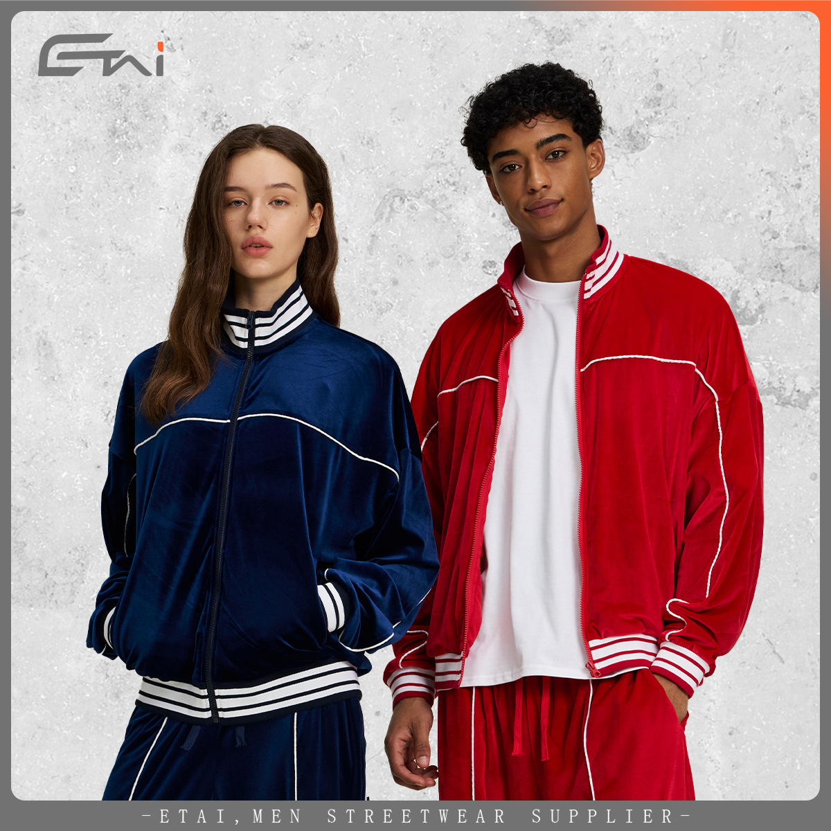 ETAI ropa de hombre moda americana deportiva casual terciopelo ropa de hombre abrigo de cuello vertical pareja con blusa suelta image 5
