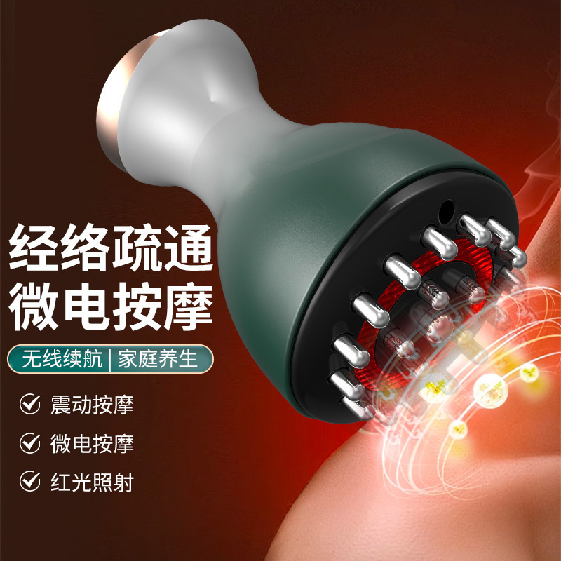 cepillo eléctrico de meridianos para todo el cuerpo general para masaje abdominal y abdomen, aparato de masaje de estómago para cepillo de piernas con vasos y vasos para dragar artefacto