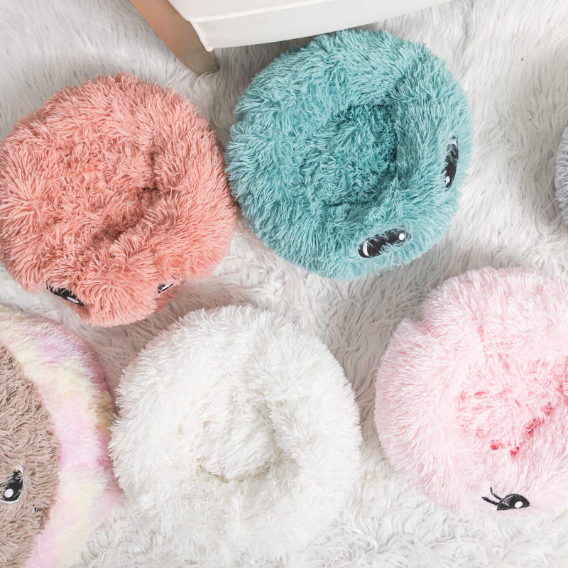 厂家现货圆形长绒猫窝深度睡眠柔软舒适宠物窝PP棉冬保暖宠物垫子|ms