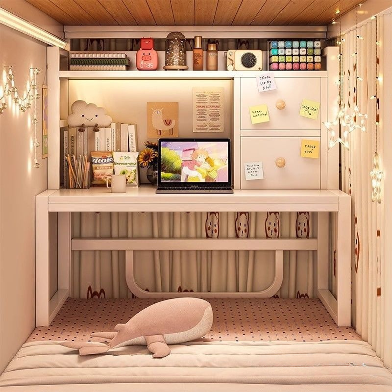 Dormitory Bed Steel Frame Laptop Table Bay Window College Student Desk Bedside Artifact Storage Rack Upper Bunk Computer Table