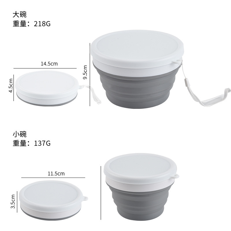 Caja de almuerzo plegable portátil de silicona al aire libre, tazón plegable creativo, cubierta de cubierta plegable