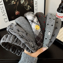 感洋气时尚灰色高颅顶发箍女款2025新款日常百搭气质发卡头箍