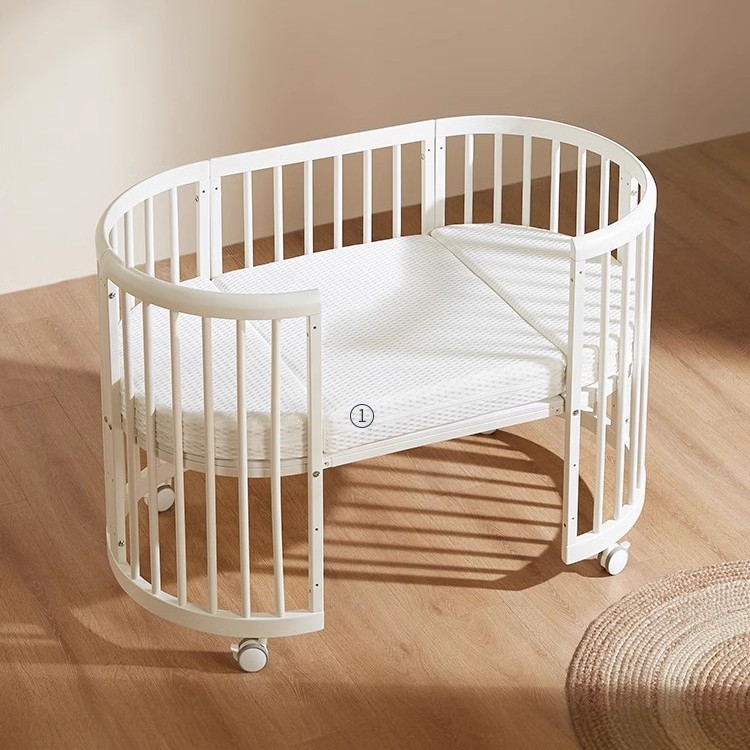 Baby Bed Solid Wood European Style Removable Baby Bb Newborn Multifunctional Cradle Kidsren's Splicing Large Bed