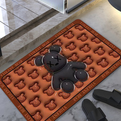 Color-blocked plaid violent bear floor mat bathroom absorbent non-slip mat diatom mud soft mat bathroom door mat quick-drying