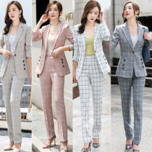 七谷娘职业格子小西装套装女秋冬2023新款网红韩版气质西服女神范