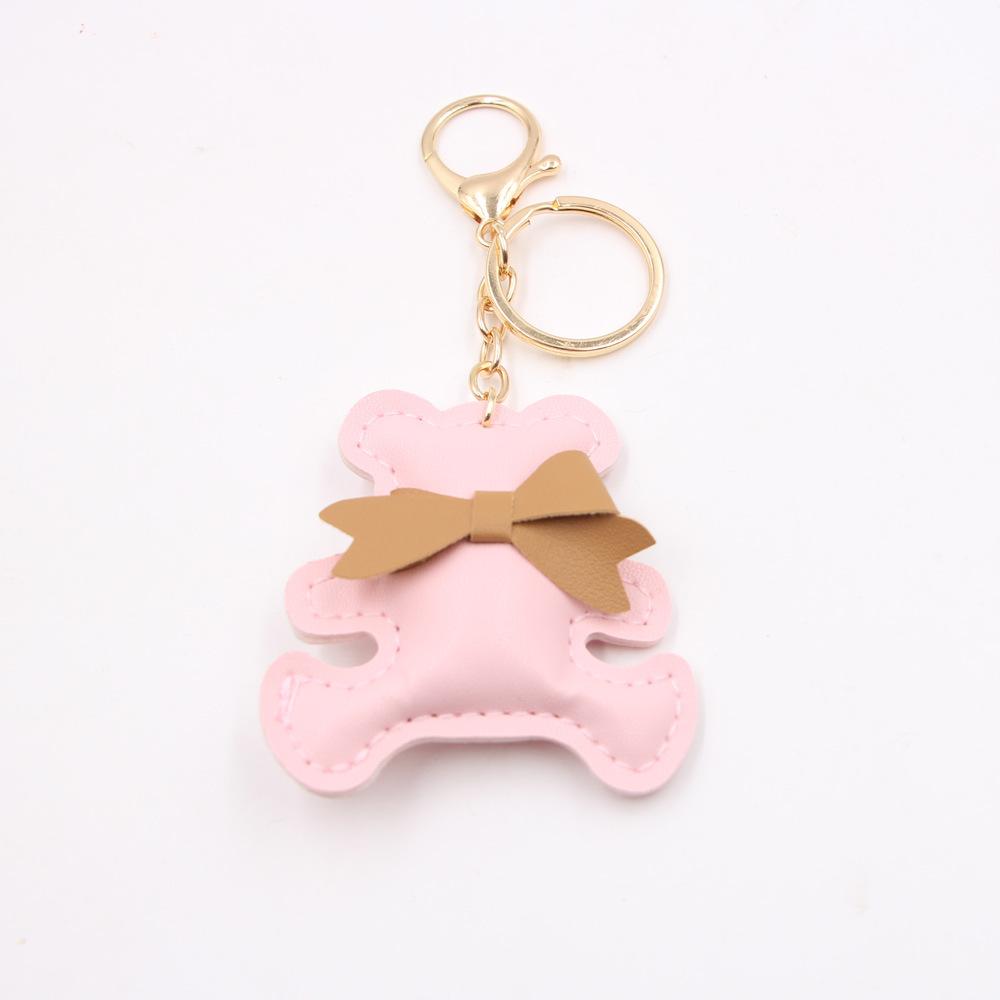 1 Piece Cartoon Style Bear Bow Knot Pu Leather Bag Pendant Keychain display picture 2