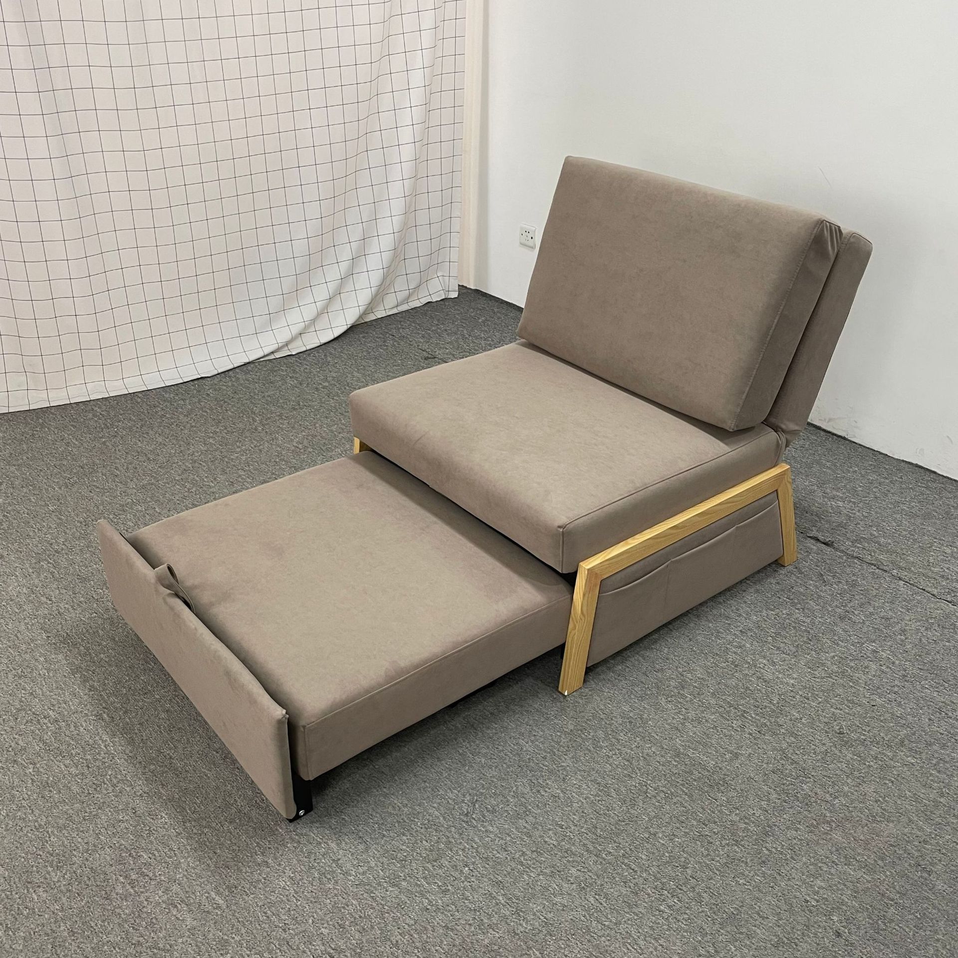 Sofá de tela moderna simple y tecnológica para una sola persona plegable alquiler pequeño tipo de casa sala de estar balcón peinado multifuncional