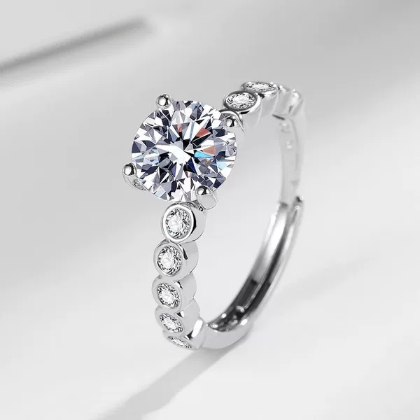 Live sale 2 karat temperament princess imitation diamond ring jewelry ring female manufacturers in stock wholesale