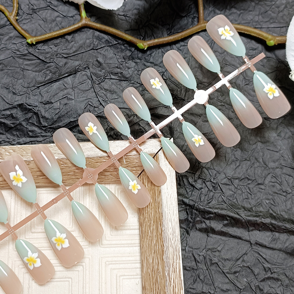 Manicura en forma de almendra con flores simples, uñas en relieve 3D, 30 piezas, pegatinas de uñas tridimensionales image 3