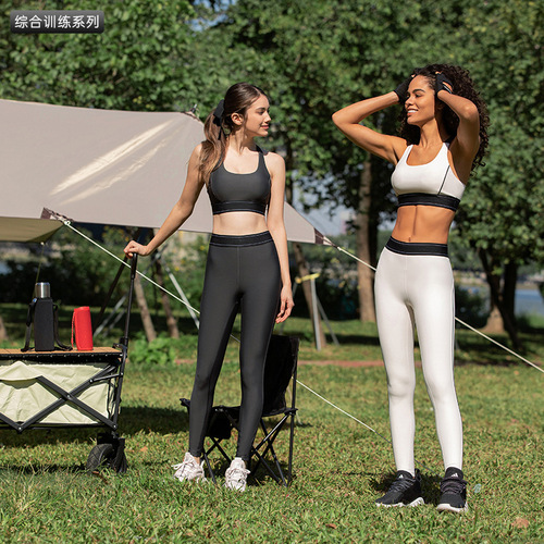 New CF Cloud Color Blocking Elastic Waist Sports Tight Leggings High Elastic Slimming Training Fitness Yoga Pants for Women