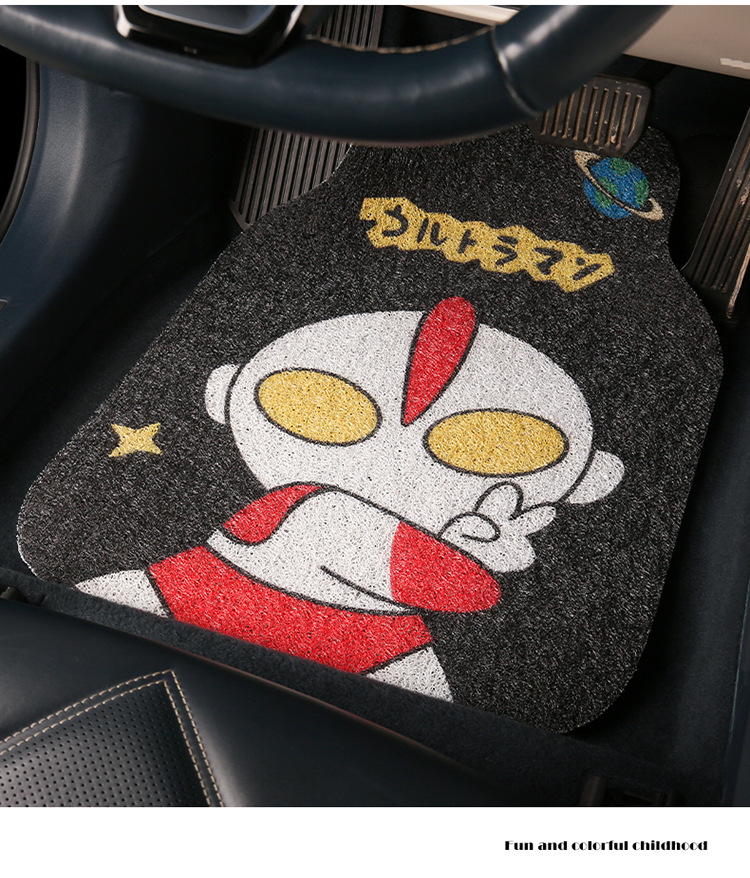 Cute cartoon car mat wire ring monolithic car main driving anti-dirty carpet protection mat thickened universal girls