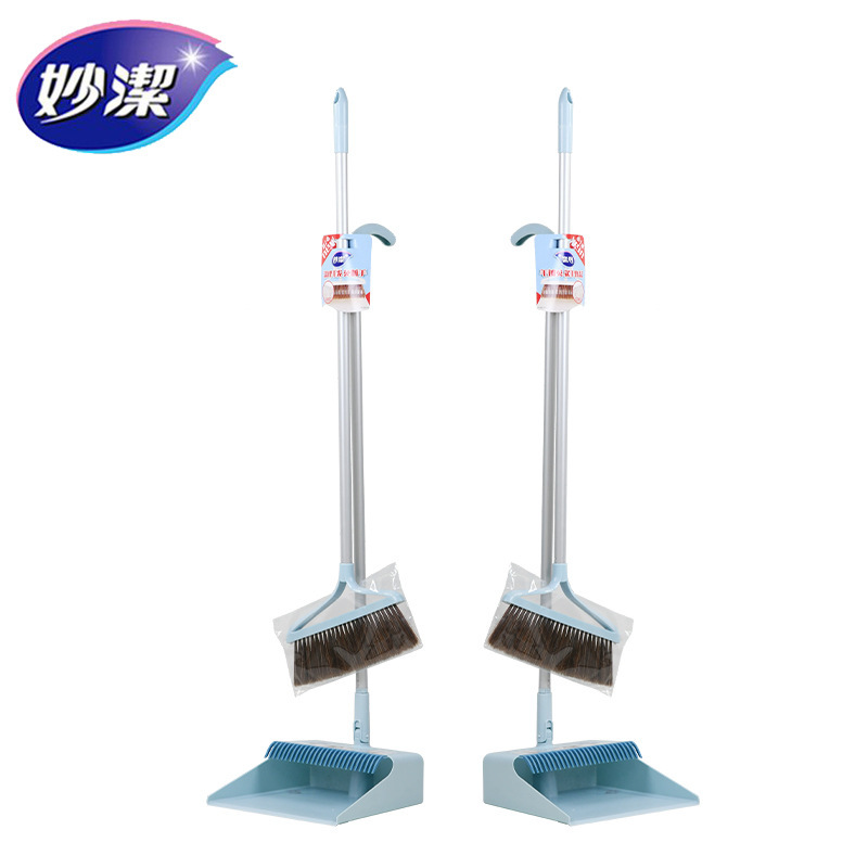 Miaojie broom dustpan suit long tooth scraping hair cleaning hand cleaning dust removal folding soft hair broom combination