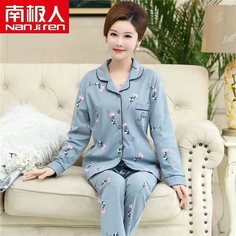 Pijamas traje de primavera/verano para mujer verano nuevo Algodón puro Primavera/otoño estudiante de algodón de manga larga estilo coreano ropa para el hogar suelta