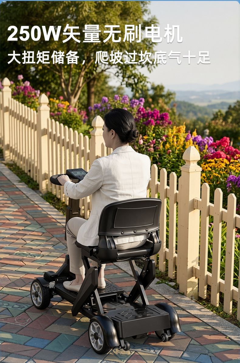 New model of elderly mobility scooter, four-wheel adult low-speed vehicle, foldable and transportable, small electric scooter for cross-border use