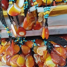 直播战国红玛瑙无事牌项链厂家批发玛瑙平安牌玉石挂件毛衣链礼品