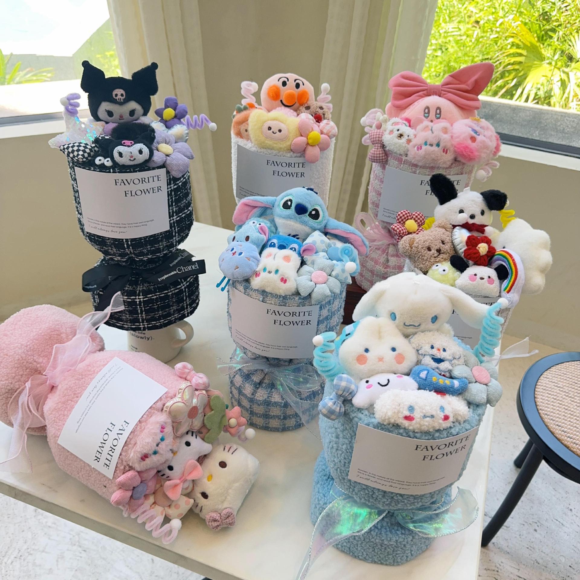 Regalos de Navidad Sanrio muñecas de dibujos animados ramo de flores regalos de cumpleaños para chicas amigas creativas Día de San Valentín