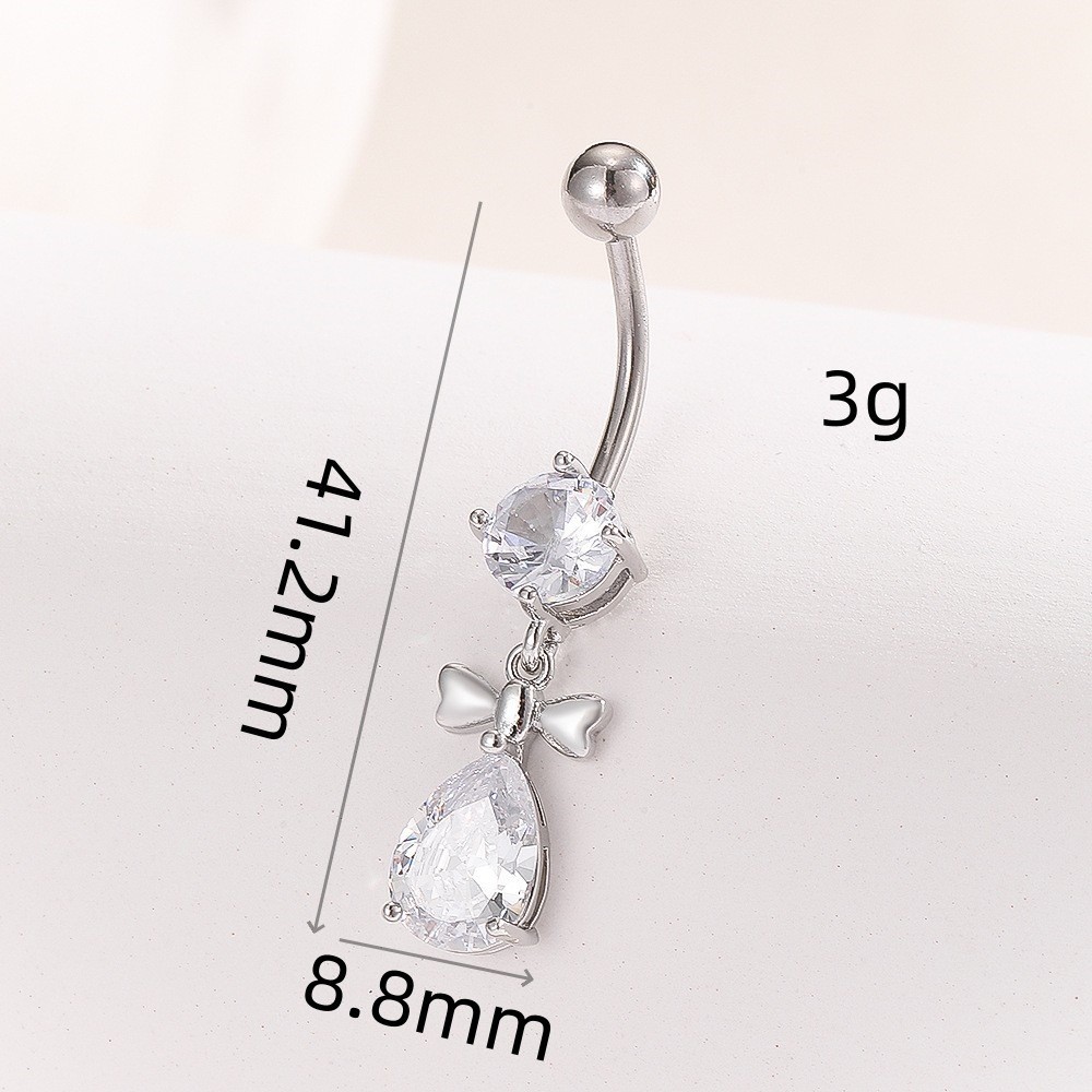 New Bow Zircon Navel Ring Belly Button Piercing Jewelry Online Wholesale Gold Copper detail image 11