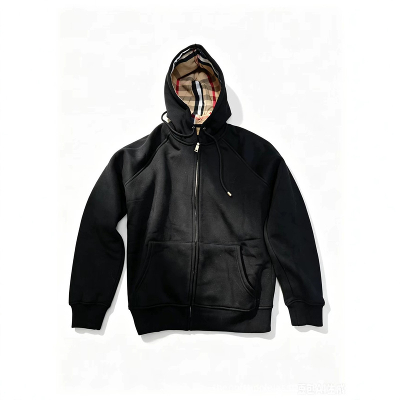 High-Quality British-Style Retro Plaid Hooded Women's Sweatshirt Jacket with Embroidered Logo for Export to Europe and America, Original Design High-Quality British-Style Retro Plaid Hooded Women's Sweatshirt Jacket with Embroidered Logo for Export to Europe and America, Original Design