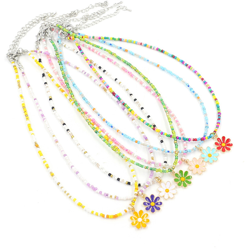 1 Piece Sweet Floral Epoxy Beaded Alloy Pendant Necklace display picture 3