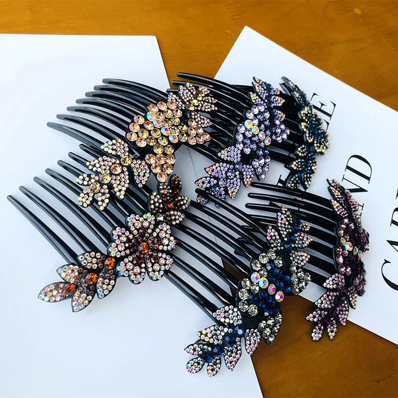 Japan and South Korea new pattern Rhinestone Hairdressing Diamond Flower comb Insert comb Flaxen Hair Jewelry Hairpin Top clamp