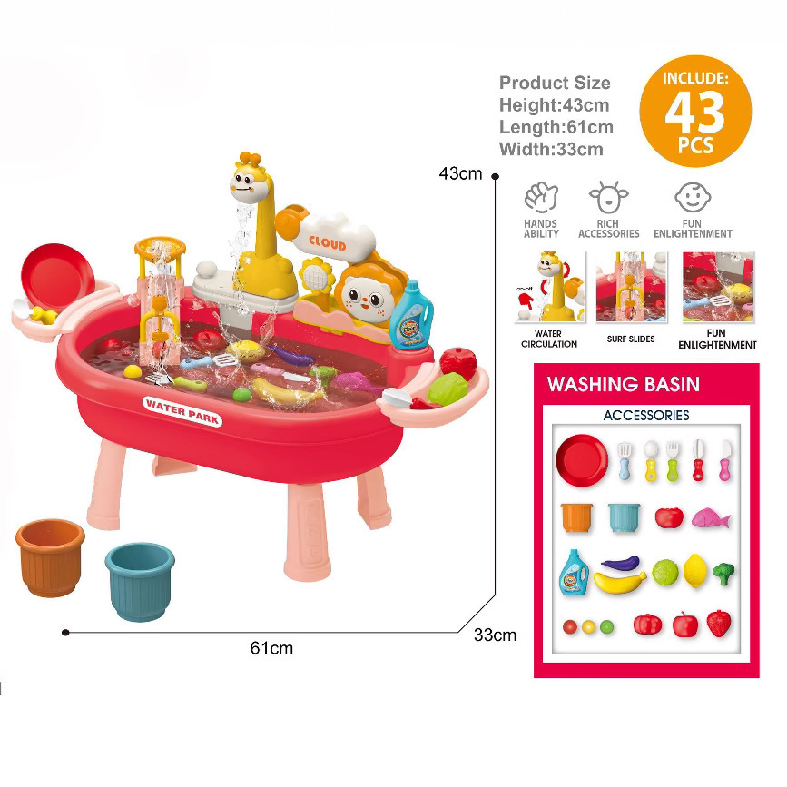 Comercio exterior para niños circulación eléctrica de agua de cocina lavavajillas jugando piscina para la casa lavabo jugando juguetes