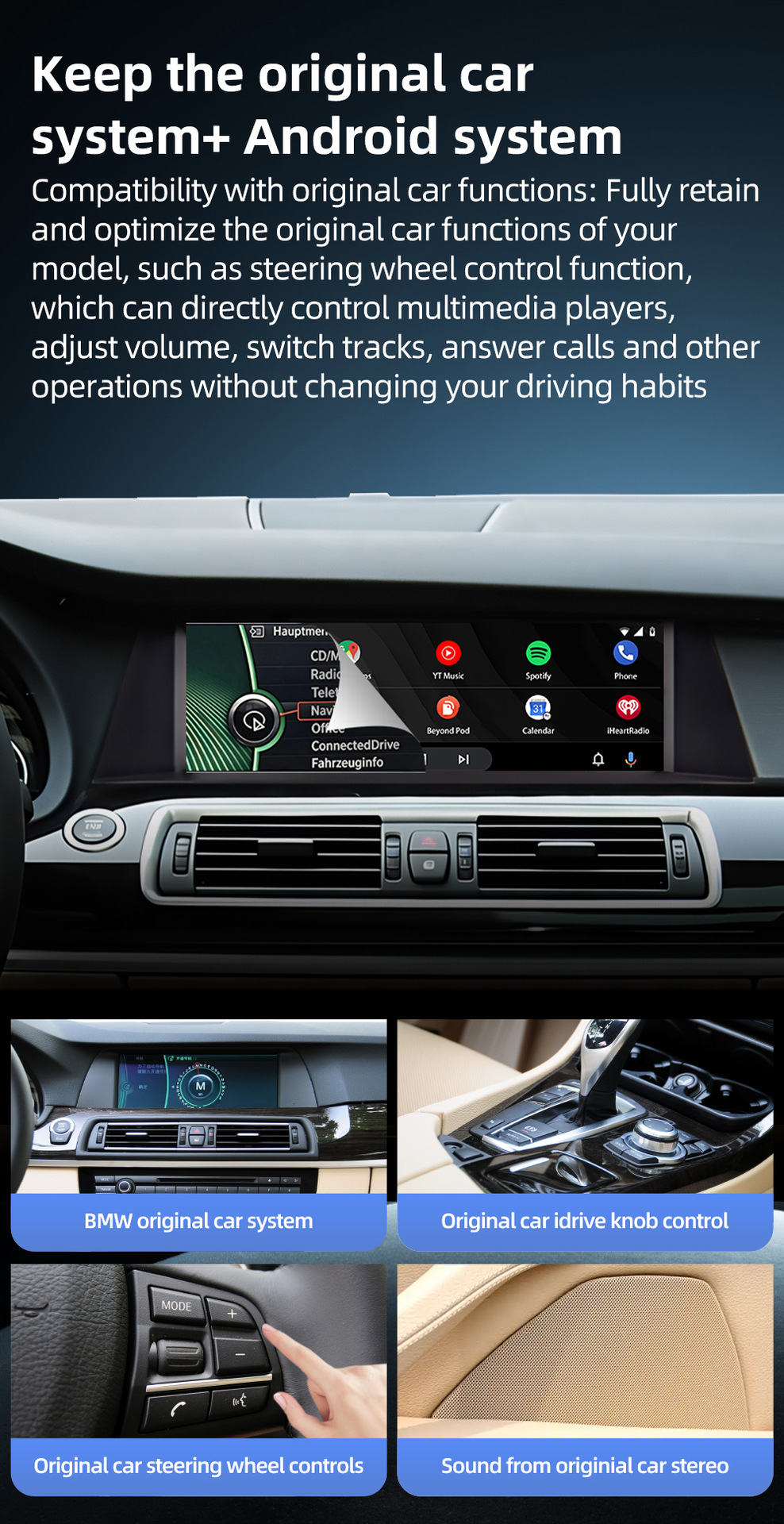 Car-Mounted Central Control Large Screen Suitable for Bmw 5 Series Gt F07 2010-2017 Android Navigation Wireless Carplay