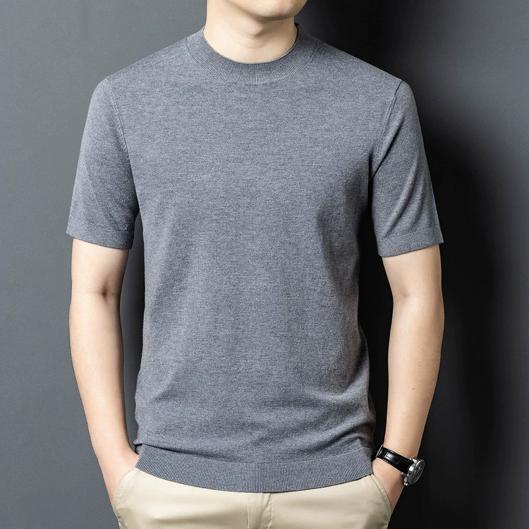 Demi-season woolen sweater, fashionable universal base shirt, high collar, with sleeve