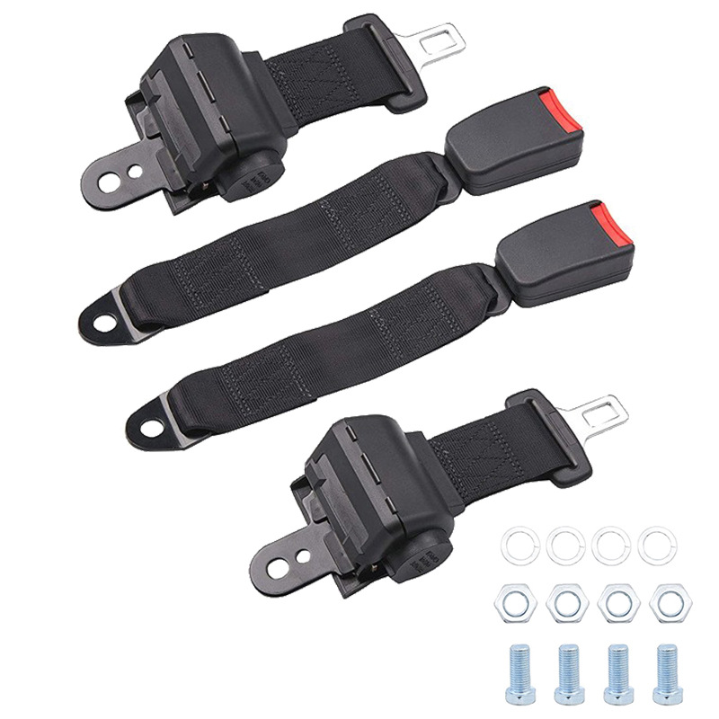Seat Belt — Gaofe Car seat belt - 2-half-closed-retractors-2-35cm-webbing-bases-black-with-4-sets-screws