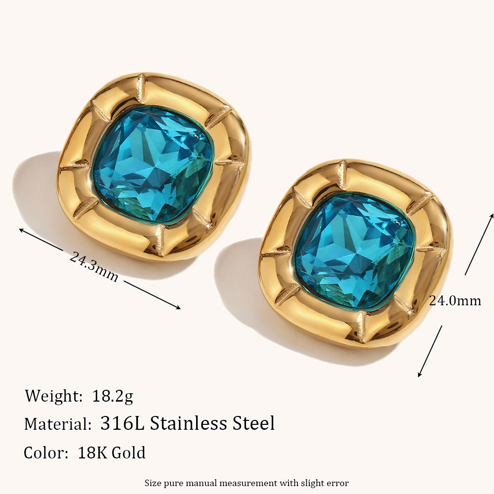 Stainless Steel Titanium Steel 18K Gold Plated Casual Simple Style Geometric Zircon Rings Earrings Necklace display picture 3