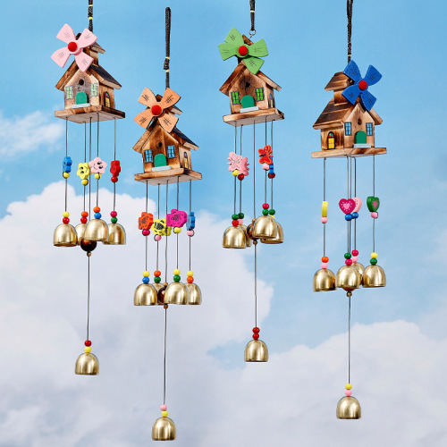 Color box windmill wooden house wind chime ornaments small fresh home decoration pendant student gifts gifts scenic souvenirs