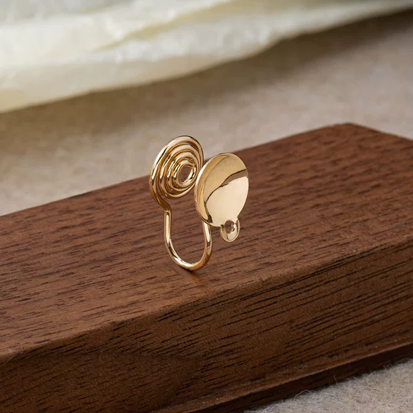 Gold and silver small gold beans adjustable elastic earrings cushion clip mosquito incense plate ear clip finished semi-finished earrings accessories