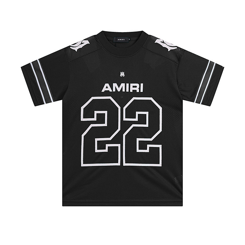 24sクロスボーダー欧米潮牌amri微標22メッシュ通気半袖tシャツ男女高街運動半ズボンセット|undefined